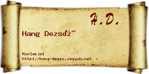 Hang Dezső névjegykártya